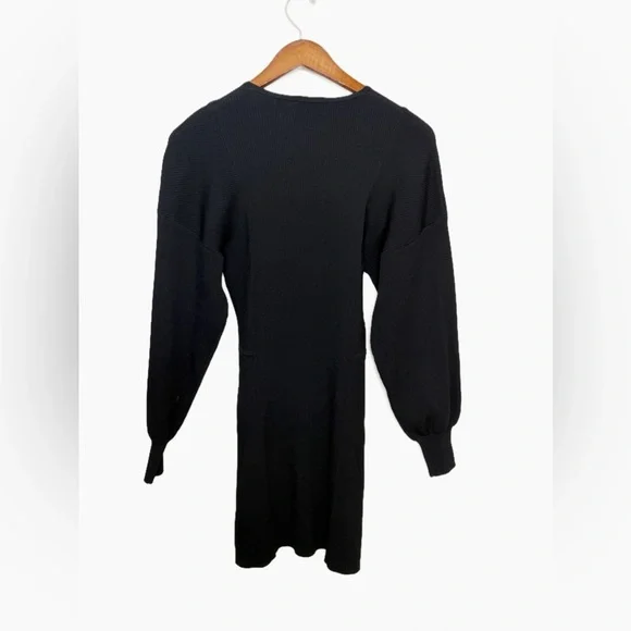Ganni - Black Knit Dress with Balloon Sleeve - size Medium - LIKE NEW - Picture 5 of 16